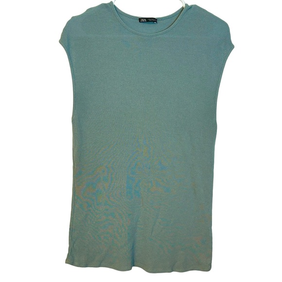 Zara Knit Sleeveless Light Blue Top - Picture 3 of 8